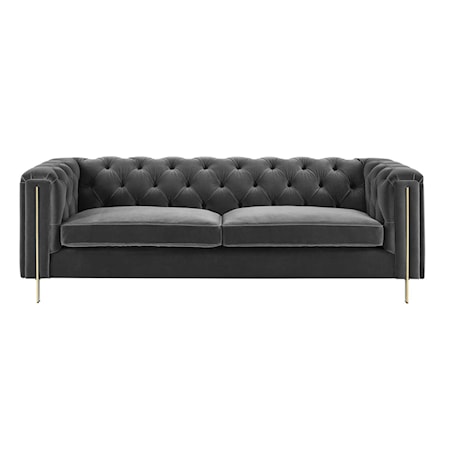 Velvet Button-Tufted Chesterfield Sofa