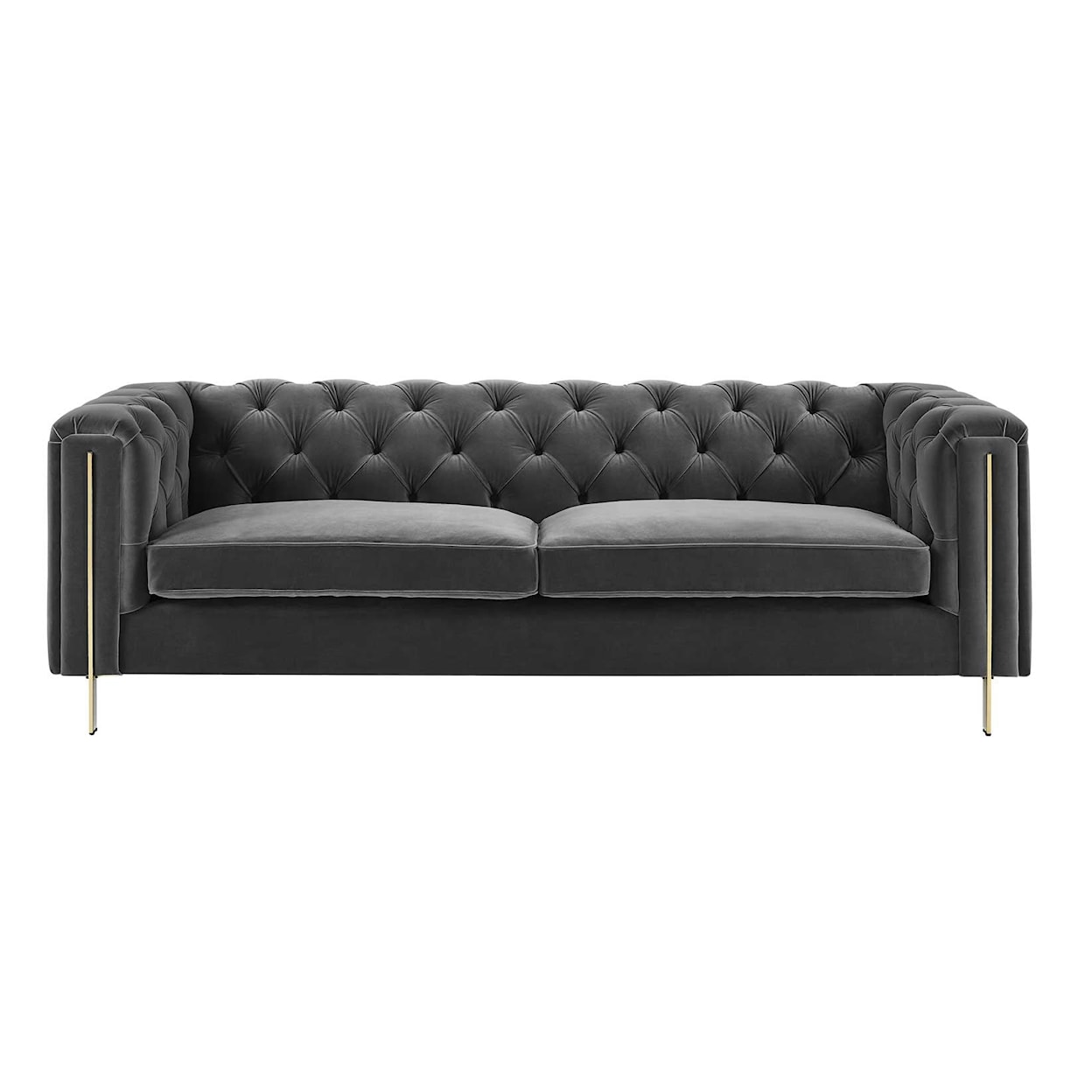 Prime Charlene Velvet Button-Tufted Chesterfield Sofa