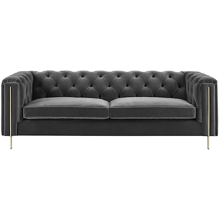 Velvet Button-Tufted Chesterfield Sofa