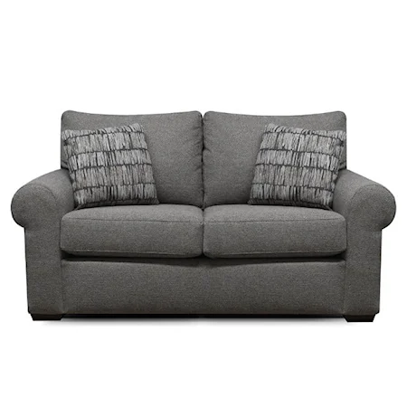 Contemporary Loveseat with Rolled Arms