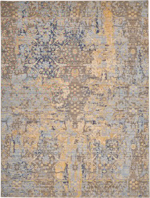 8'6" x 11'6" Beige/Blue Rectangle Rug