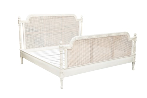Traditional King Bed with Cane Headboard