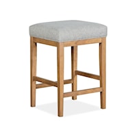 Transitional Wood Stool with Upholstered Seat