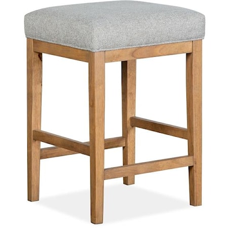 Transitional Wood Stool with Upholstered Seat