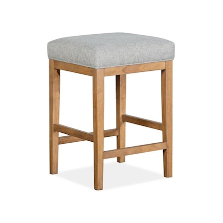 Wood Stool with Upholstered Seat