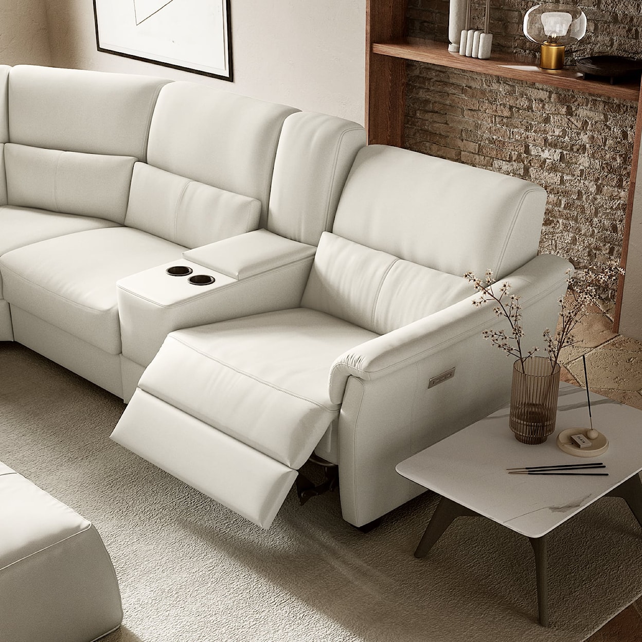 Natuzzi Editions Astuzia Astuzia L-Shaped Sectional w/Reclining Seats