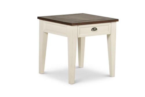 Farmhouse End Table with Two-Tone Finish