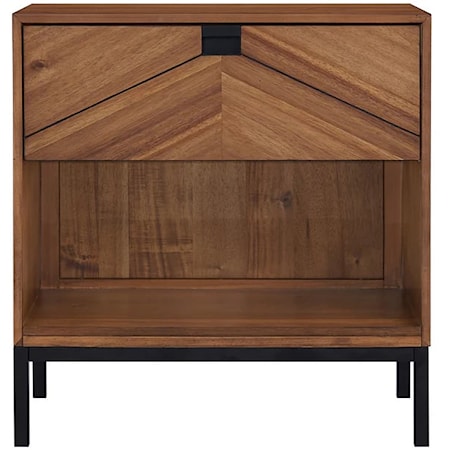 Contemporary 1-Drawer Nightstand with 1 Shelf