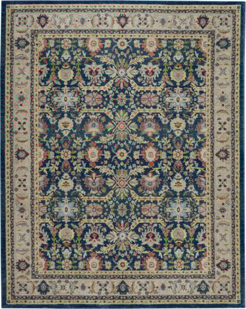 7'10" x 9'10" Navy/Multicolor Rectangle Rug