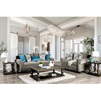 Transitional Sofa and Loveseat Set with Nailhead Trim 