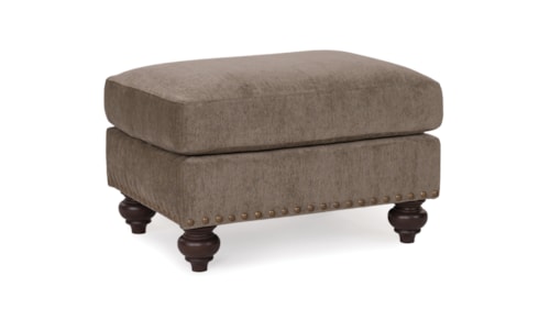 Traditional Ottoman with Turned Feet