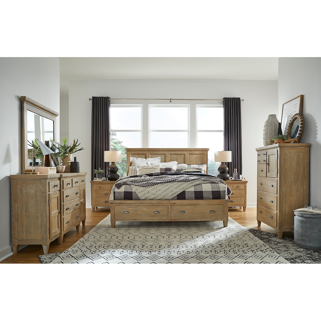 Magnussen Home Lynnfield Bedroom Queen Panel Storage Bed