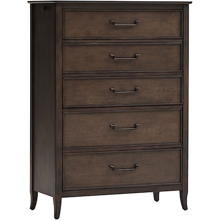 Transitional 5-Drawer Bedroom Chest with Pullout Valet Rods