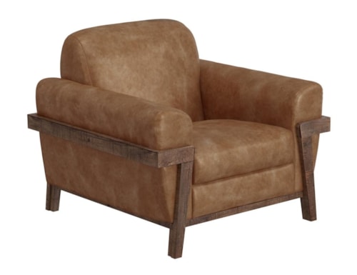 Rustic Accent Chair with Retro Rolled Arms