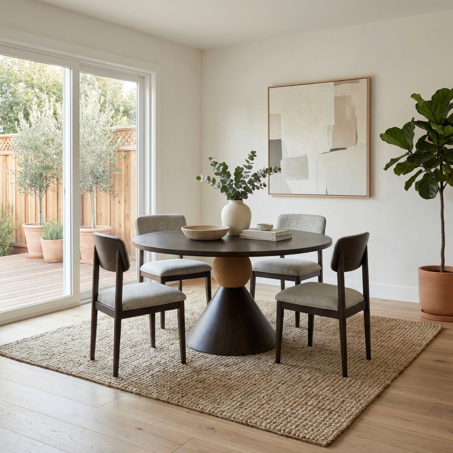 5-pc. Rd. Pedestal Dining Set w/Uph. Chairs