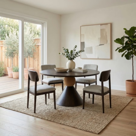 5-pc. Rd. Pedestal Dining Set w/Uph. Chairs