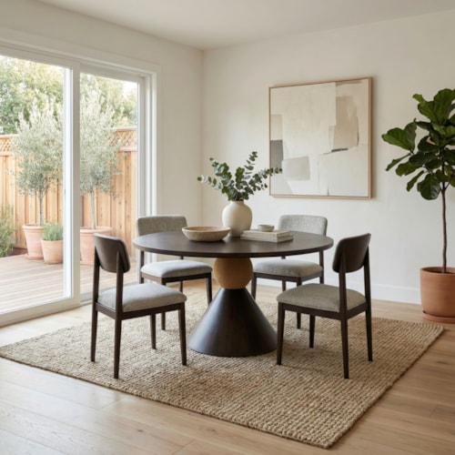 Contemporary 5-pc. Round Pedestal Dining Set with Upholstered Chairs