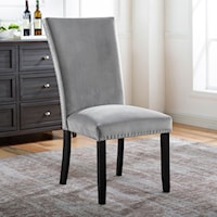 Set of 2 Contemporary Dining Side Chairs with Nailhead Trim 