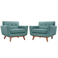 Armchair Wood Set of 2