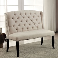 Rustic 2-Seater Bench with Tufting and Nailhead Trim