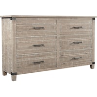 Rustic Farmhouse 6-Drawer Dresser with Top Felt-Lined Drawers