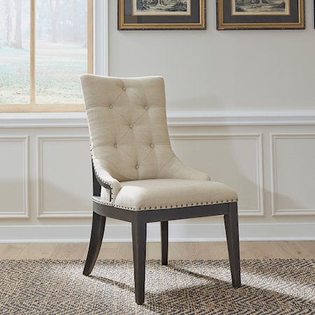 Transitional Upholstered Sheltered Side Chair