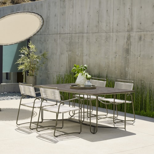 Walter Lamb 5-pc. Aluminum Dining Set w/Natural Teak Top Table