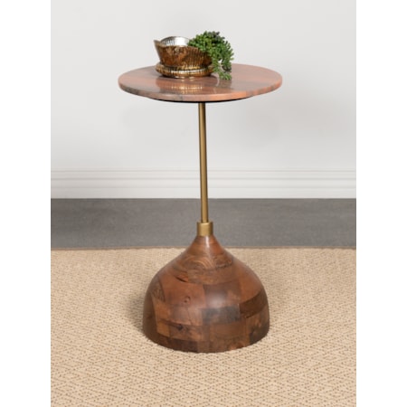 Colima Wood Top Accent Side Table Peach