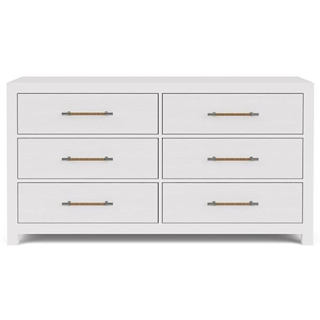 Contemporary 6-Drawer Dresser with Felt-Lined Top Drawers