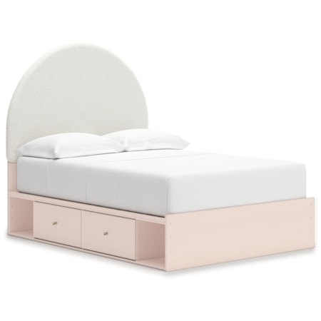 Full Upholstered Panel Bed With Storage