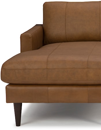 Leather Chaise Sofa w/ USB Port & Wood Feet