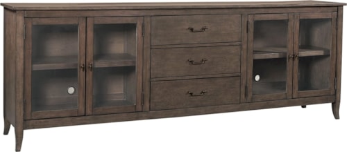 Transitional 95" Console Table with Glass Doors