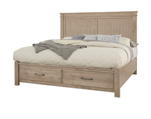 Rustic California King Mansion Bed with Footboard Storage