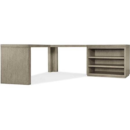 Casual Corner Office Storage Desk with Open Shelf Cabinet