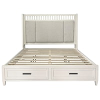 Farmhouse King Platform Bed With Footboard Storage