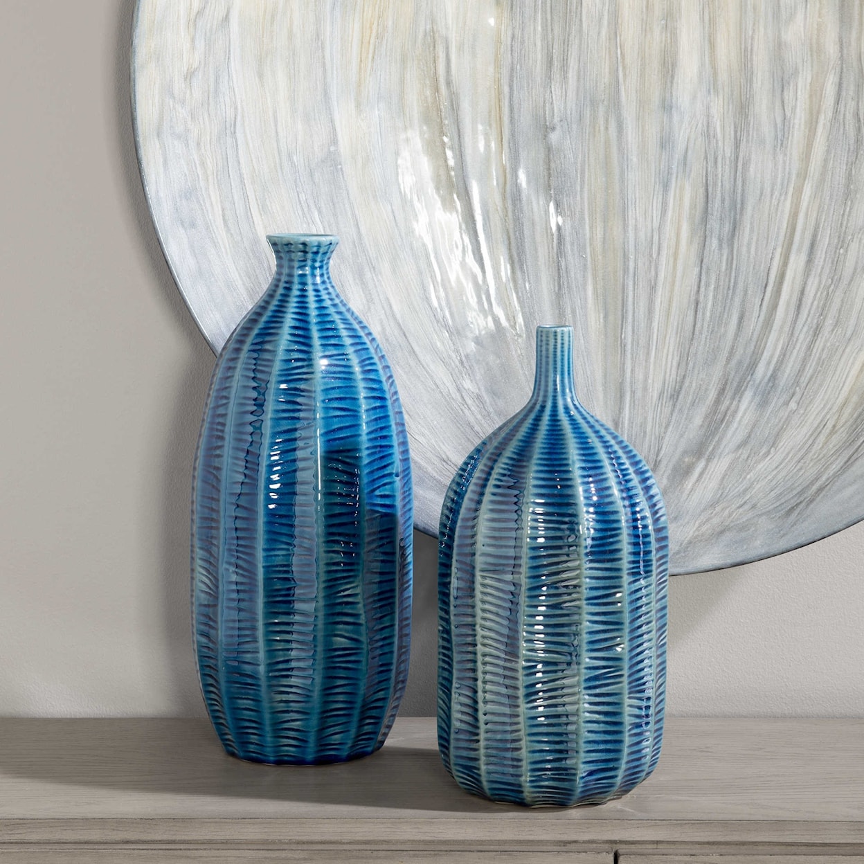 Uttermost Accessories - Vases and Urns Bixby Blue Vases, S/2