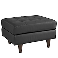 Empress Contemporary Bonded Leather Accent Ottoman - Black