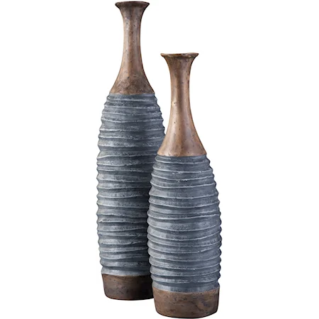 Blayze Antique Gray/Brown Vase Set