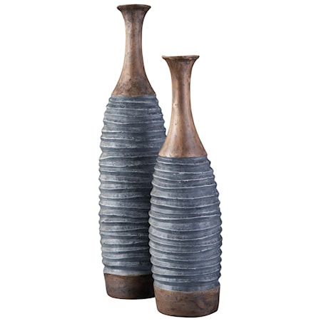 Blayze Antique Gray/Brown Vase Set