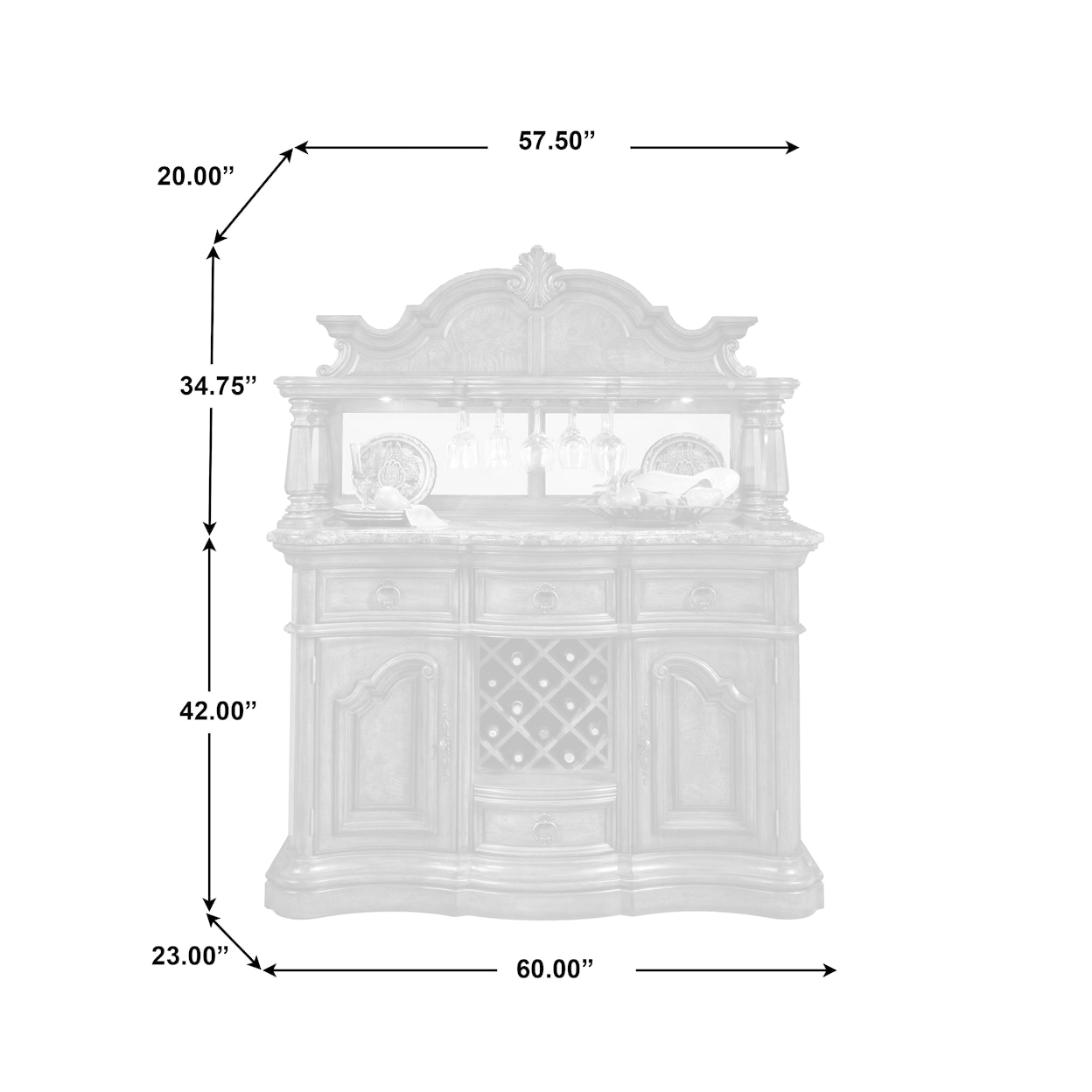 Pulaski Furniture San Mateo Marble Top Sideboard