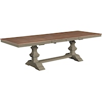 Transitional Rectangular Extension Dining Table in Hickory Stone Finish