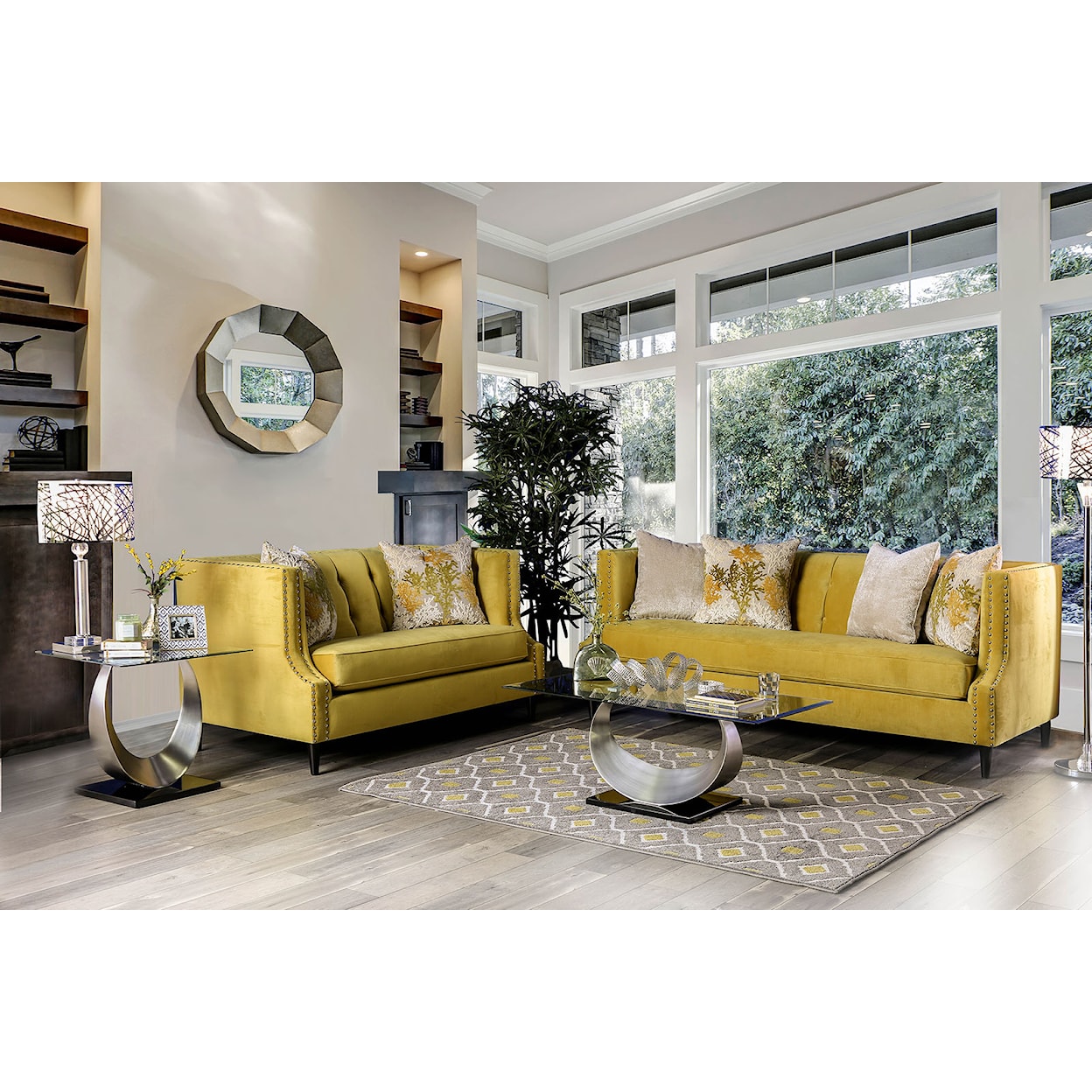 Furniture of America Tegan Sofa and Loveseat Set