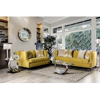 Transitional Sofa and Loveseat Set with Nailhead Trim and Button Tufting