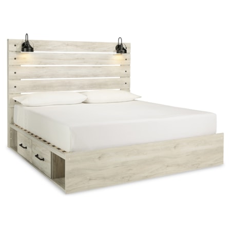 King Panel Bed With 4 Storage Drawers