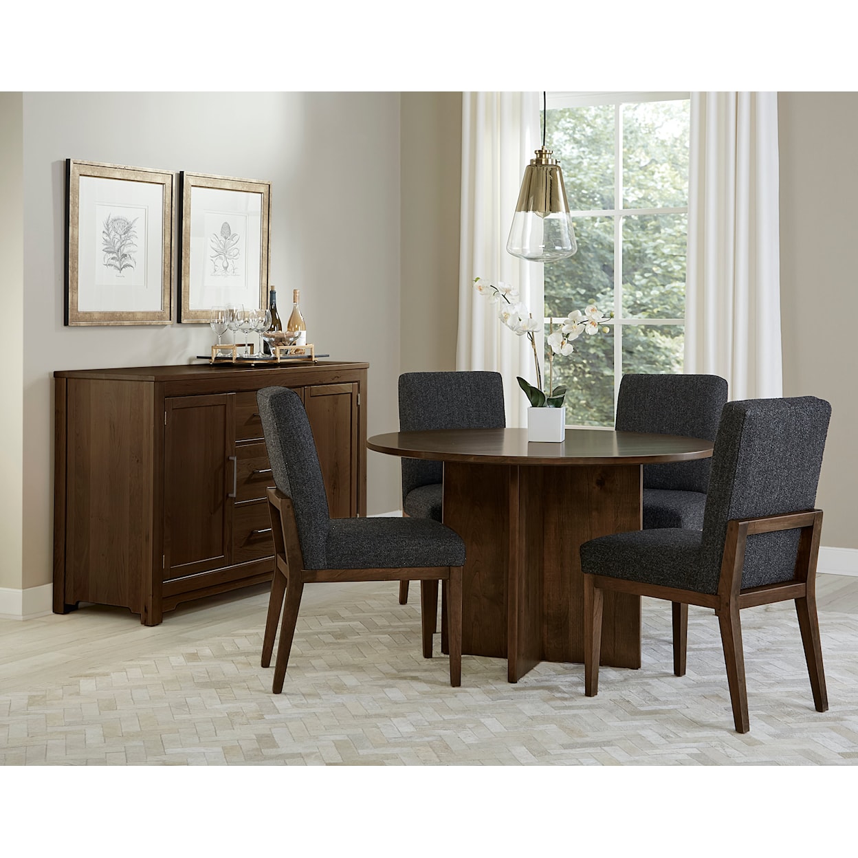 Vaughan Bassett Crafted Cherry - Dark Upholstered Side Dining Chair