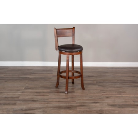 30&quot;H Swivel Barstool, Cushion Seat &amp; Back