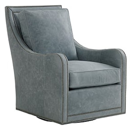 Transitional Tifton Leather Swivel Chair