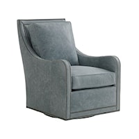 Transitional Tifton Leather Swivel Chair