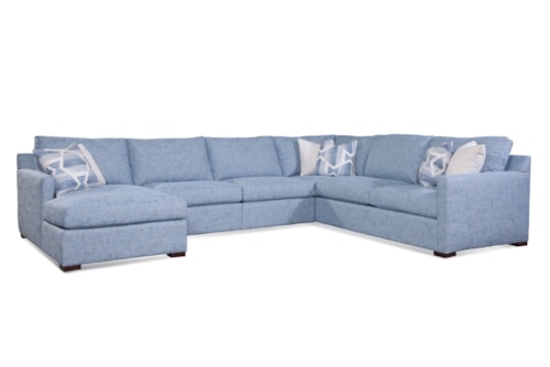Transitional 5-Piece Sectional Sofa with Throw Pillows