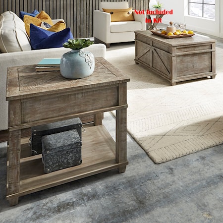 Rustic 3-Piece Occasional Set with Storage Trunk and End Tables